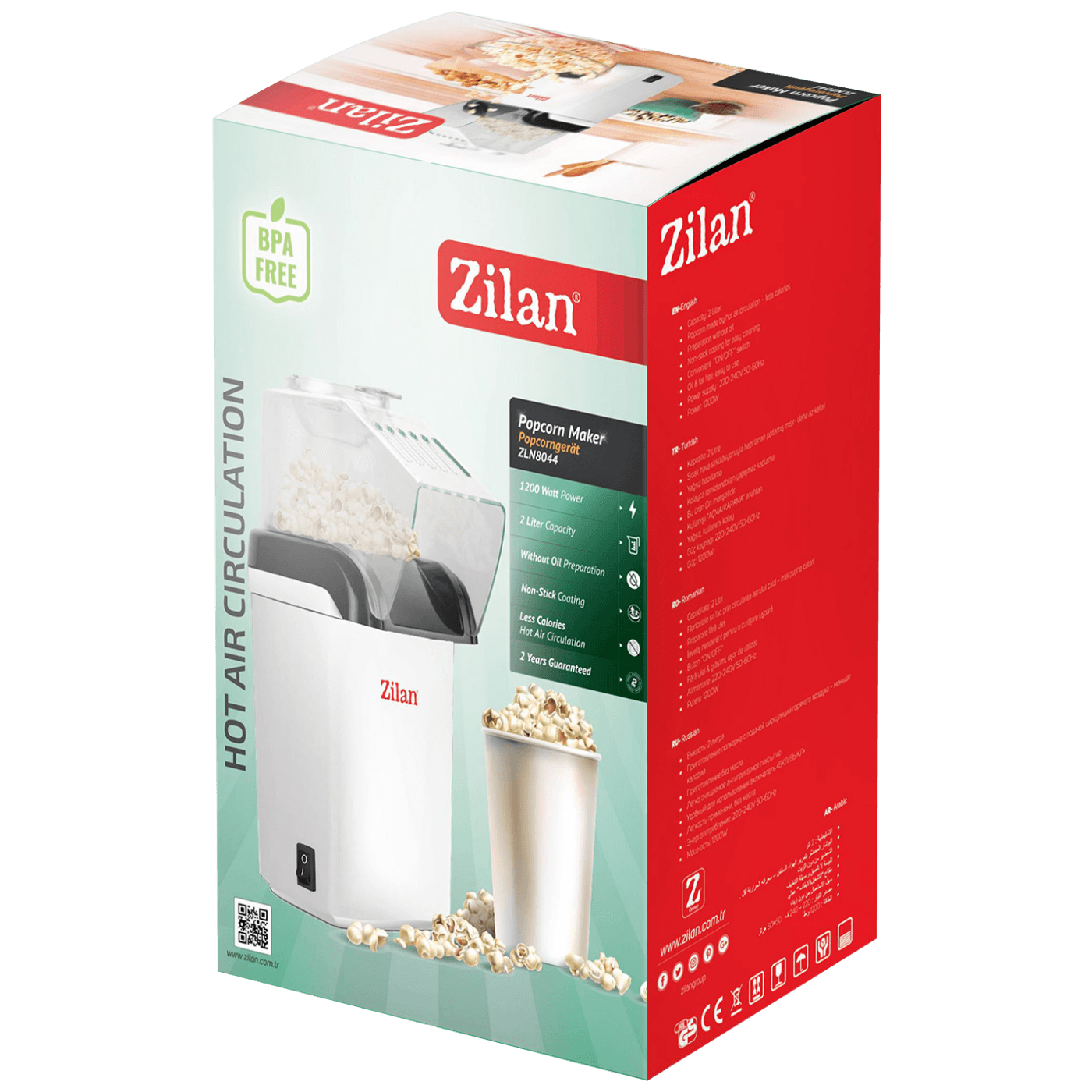 Zilan Aparat za kokice, 1200 W, bijela - ZLN8044/WH