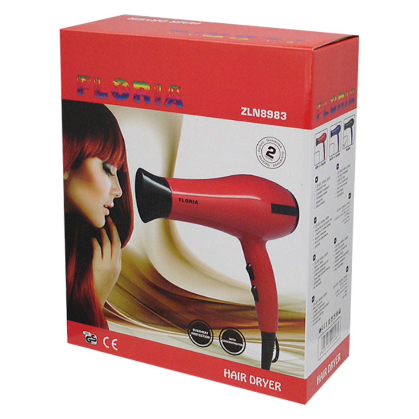 Floria Fen za kosu, 2000 W, crna - ZLN8983/BK