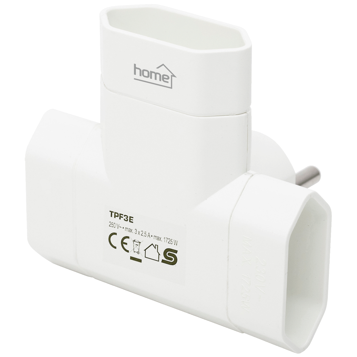 home Strujni razdjeljnik, 3 x EU utičnice, T oblik - TPF3E