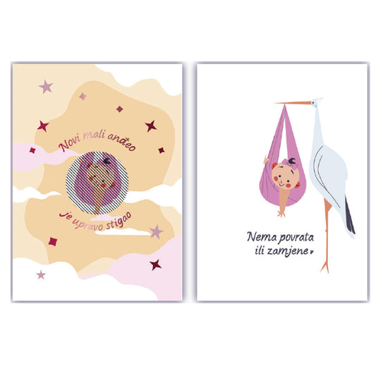 Čestitka Novi mali anđeo, djevojčica, Buko 66012, Vrabac