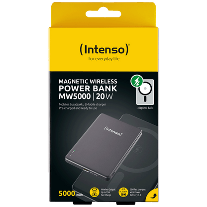 (Intenso) Prijenosni punjač, MagSafe, 5000mAh, bežični, sivi - POWERBANK MW5000 Gray
