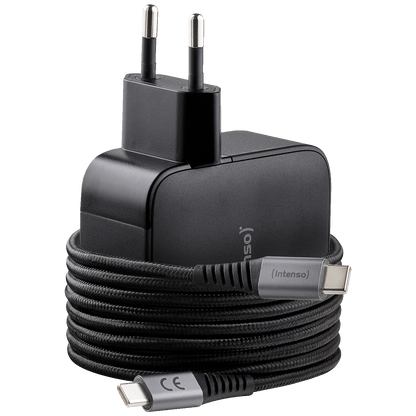 (Intenso) Punjač kučni sa type C kabelom, brzi, 1xUSB-A, 2xUCB-C, 100W - Adapter W100ACC GaN + C520C Cable
