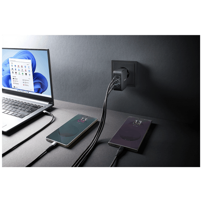 (Intenso) Punjač kučni sa type C kabelom, brzi, 1xUSB-A, 2xUCB-C, 100W - Adapter W100ACC GaN + C520C Cable