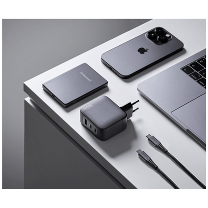 (Intenso) Punjač kučni sa type C kabelom, brzi, 1xUSB-A, 2xUCB-C, 100W - Adapter W100ACC GaN + C520C Cable