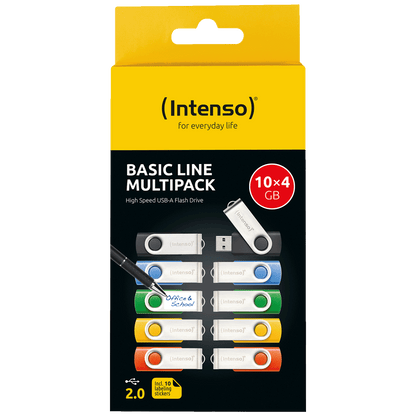 (Intenso) USB Flash Drive 4GB Hi-Speed, Basic Line, pakiranje 10 kom. - USB 2.0-10x4GB/Basic Line Multipack