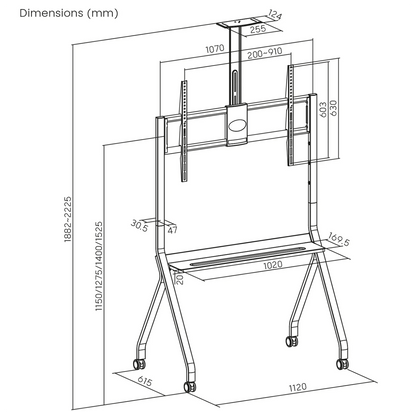 Maclean Stalak za TV / kolica, polica za kameru, 55"-100", 120kg. - MC-114 B
