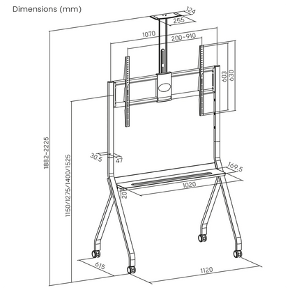 Maclean Stalak za TV / kolica, polica za kameru, 55"-100", 120kg. - MC-114 W