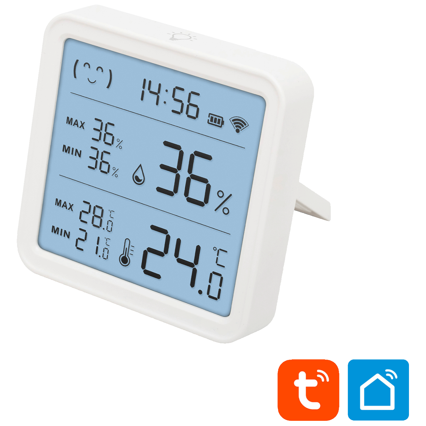 home Pametni mjerač temperature i vlažnosti, LCD, sat - HSTHC