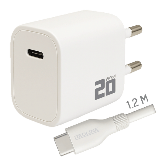 REDLINE Punjač sa USB-C to USB-C kablom, brzi, 20W - PD202C+CC1.2M