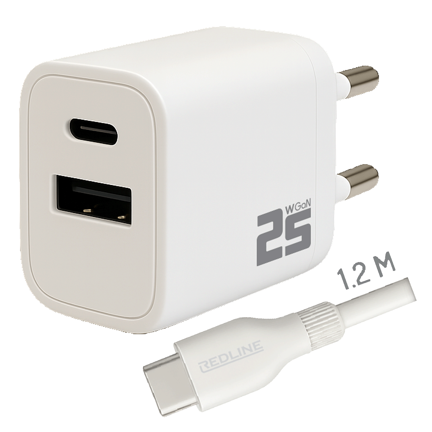 REDLINE Punjač sa USB-C kablom, 1 x USB-A, 1 x USB-C, brzi, 25W - PQ256AC+CC1.2M60W