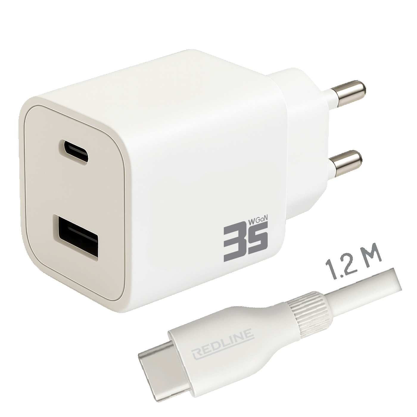 REDLINE Punjač sa USB-C kablom, 1 x USB-A, 1 x USB-C, brzi, 35W - PQ351AC+CC1.2M60W