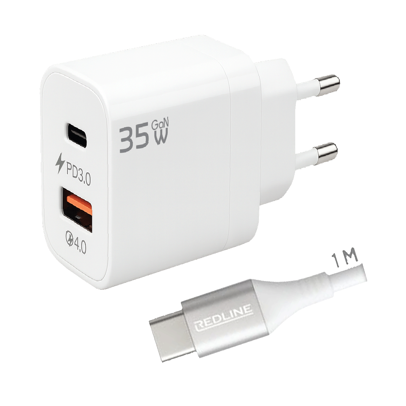 REDLINE Punjač sa USB-C kablom,  1 x USB-A, 1 x USB-C, 35W - GL-35-AC+CC-1M(60W)