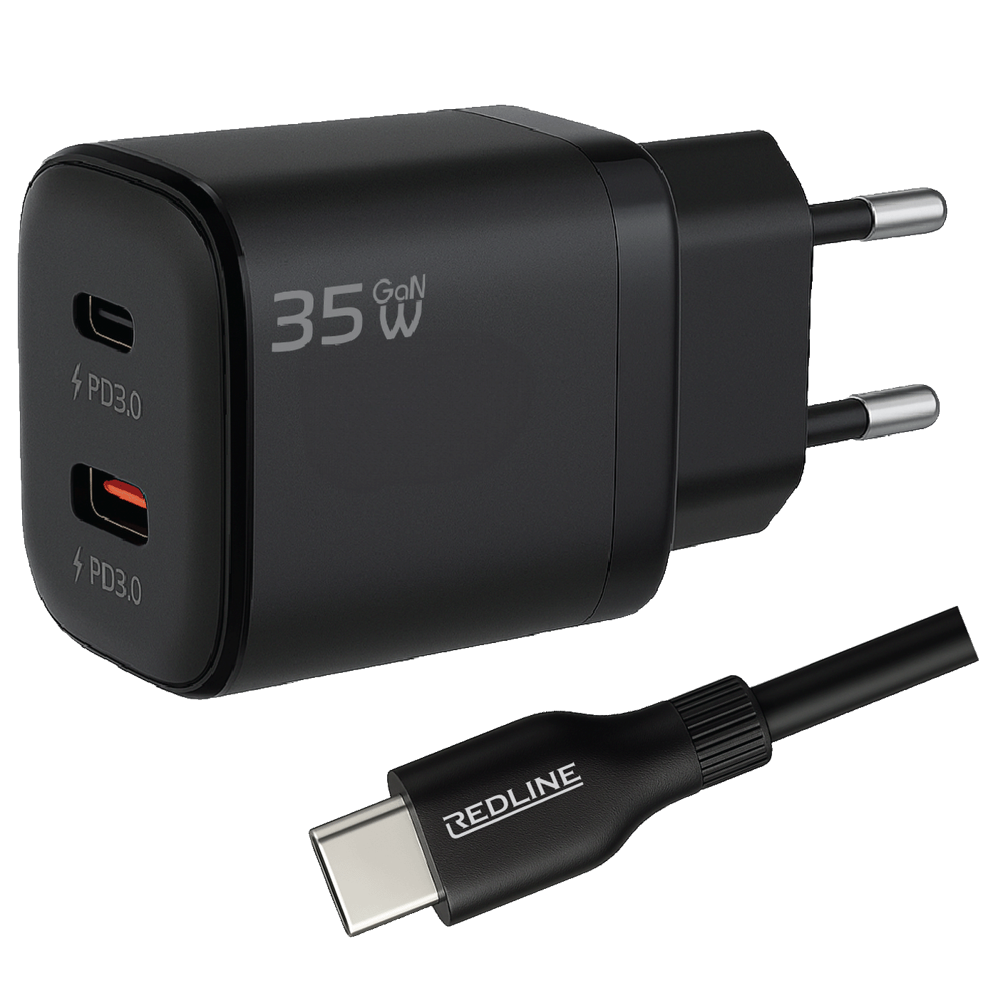 REDLINE Punjač sa USB-C kablom,  2 x USB-C, 35W - GL35CC+CC1M(60W)