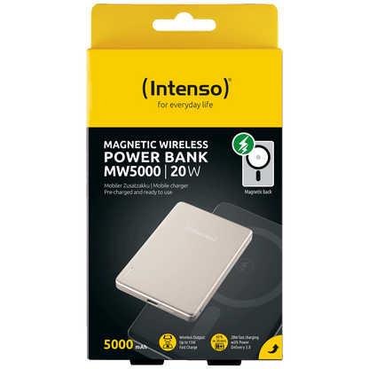(Intenso) Prijenosni punjač, MagSafe, 5000mAh, bežični, Champagne - POWERBANK MW5000 Champagne