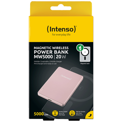 (Intenso) Prijenosni punjač, MagSafe, 5000mAh, bežični, Rose - POWERBANK MW5000 Rose