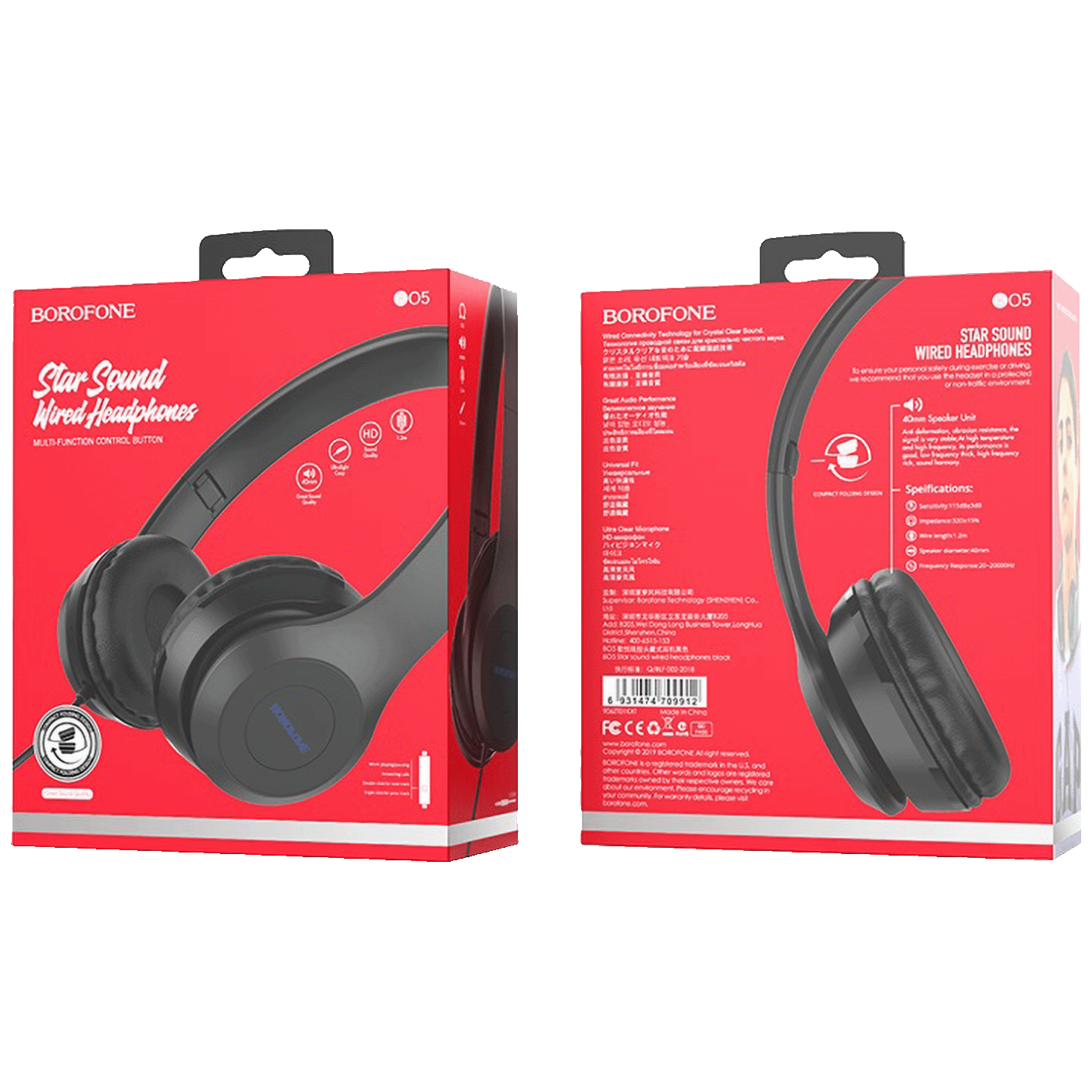 Borofone Slušalice sa mikrofonom, 3.5 mm, dužina kabela 1.2 met. - BO5 Star sound Black