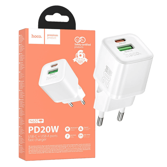 hoco. Punjač kućni, brzi, PD20W + QC3.0, GaN - N65 Ingenious