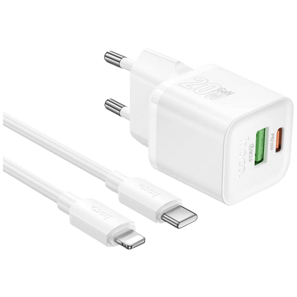 hoco. Punjač kućni sa type C - Lightning kabelom, PD20W + QC3.0 - N65 Ingenious type C-Lightning