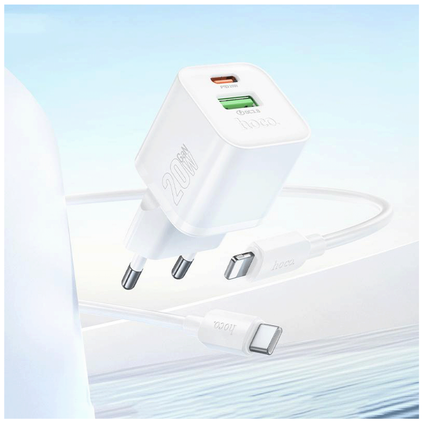 hoco. Punjač kućni sa type C - Lightning kabelom, PD20W + QC3.0 - N65 Ingenious type C-Lightning