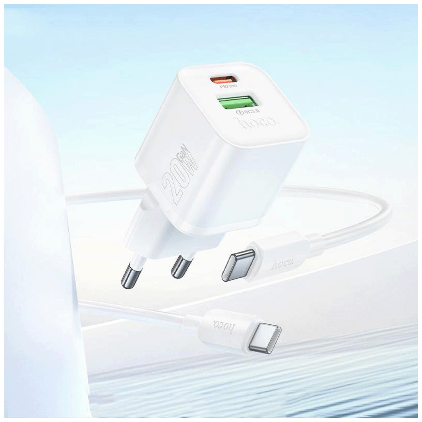 hoco. Punjač kućni sa type C kabelom, PD20W + QC3.0 - N65 Ingenious type C