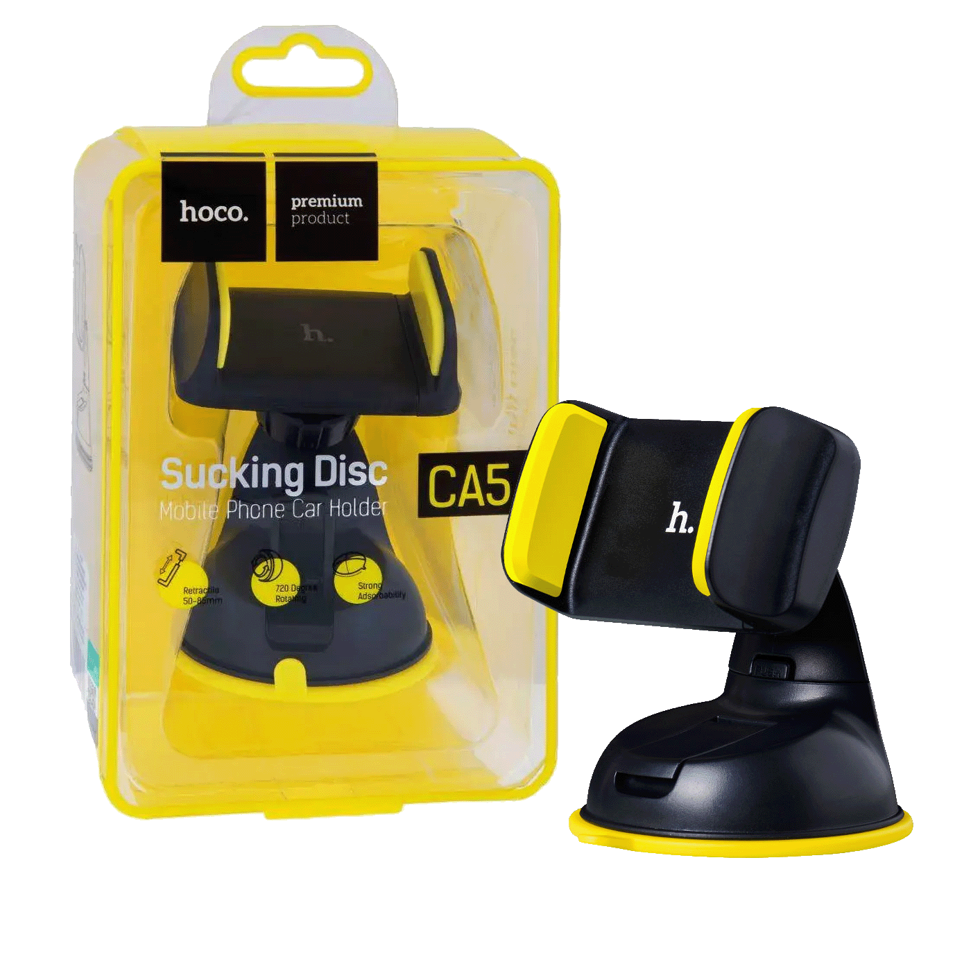 hoco. Auto držač za mobilne uređaje, vakuum - CA5 Yellow
