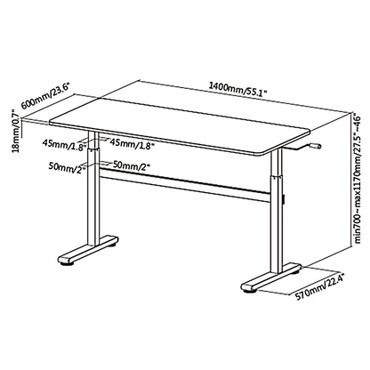 Ergo Office Radni stol 140 x 60 cm, podesiva visina, bijela - ER-401 W