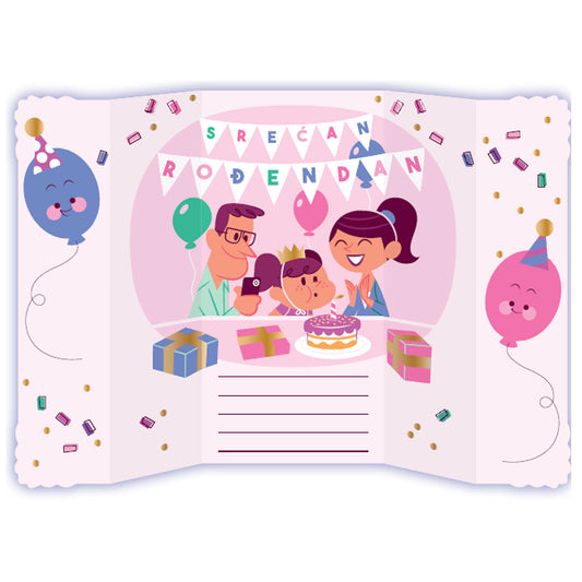 Čestitka Srećan rođendan za djevojčicu, Aloha 68006, Vrabac