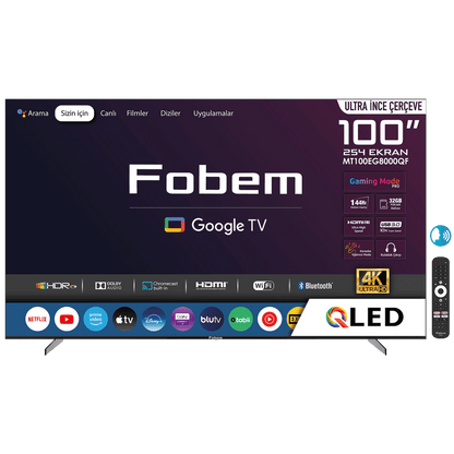 Fobem Televizor Smart QLED 144Hz 4K UltraHD 100", Google TV - MT100EG8000QF