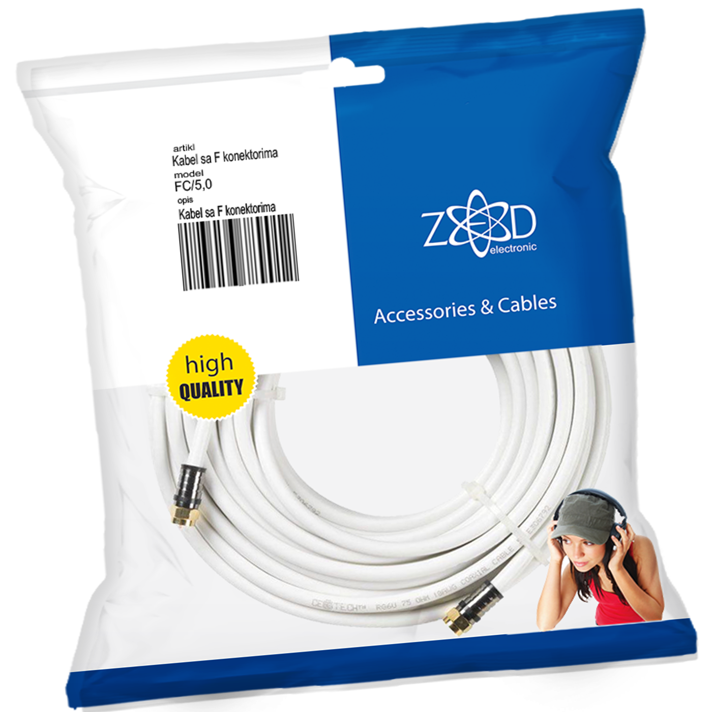 ZED electronic Antenski kabl sa F - konektorima, 5.0 met - FC/5,0