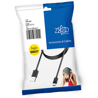 ZED electronic USB A na USB type C, dužina 1.0 metar - USB-TC/1,0