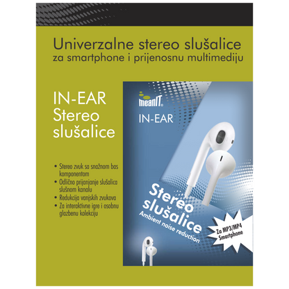 MeanIT Slušalice, stereo, 3,5mm, univerzalne, bijele - SLUNI4