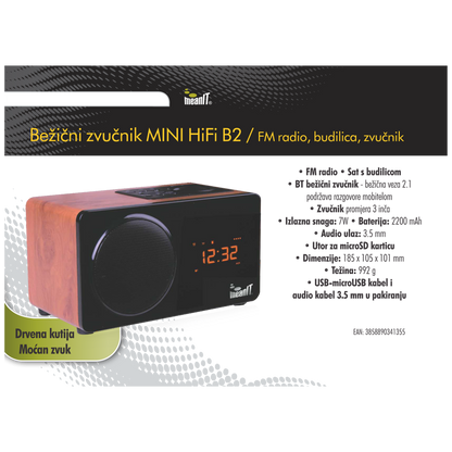MeanIT Zvučnik bežični, Bluetooth, 7W, Mini Hi - Fi, FM radio - MZVB2