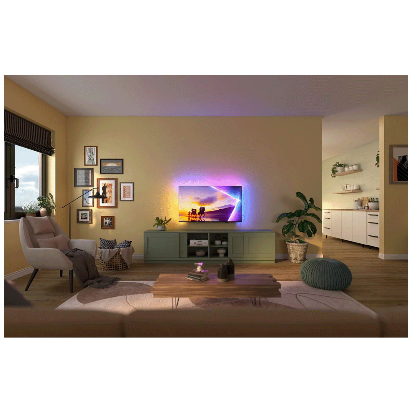 Philips Televizor Smart QLED 4K UHD 55"@Titan OS, Ambilight - 55PUS8400/12