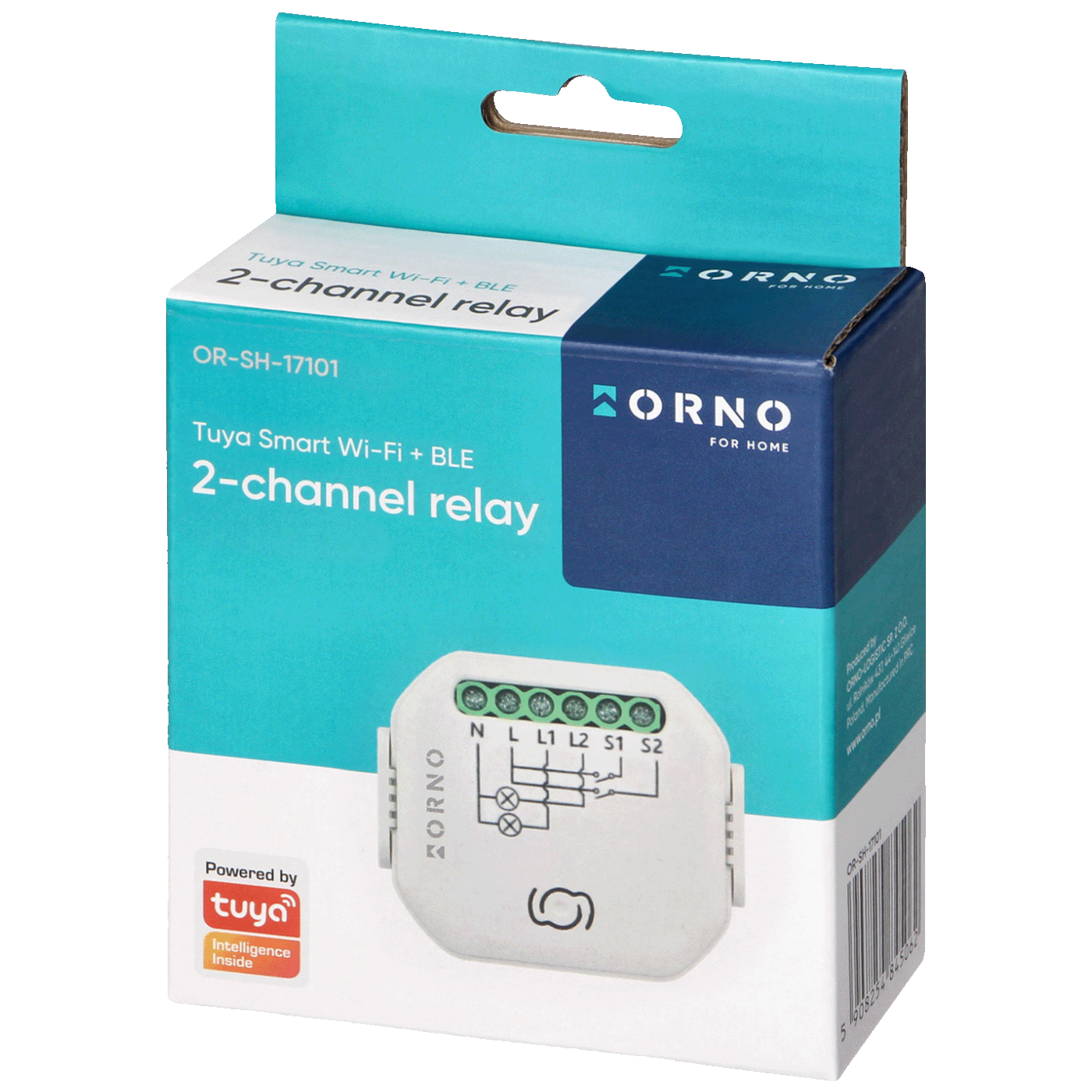 Orno 2-kanalni relej, WiFi, Bluetooth, Tuya Smart - OR-SH-17101