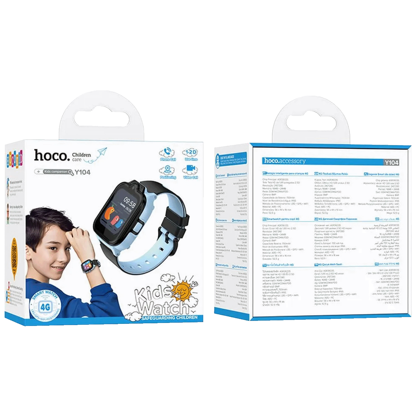 hoco. Pametni sat za djecu, 1.69" 4G GPS, WiFi, plavo/crna - Y104 4G, Blue