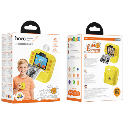 hoco. Dječija kamera sa printerom, 2" IPS LCD, 1080p - DV211 Yellow