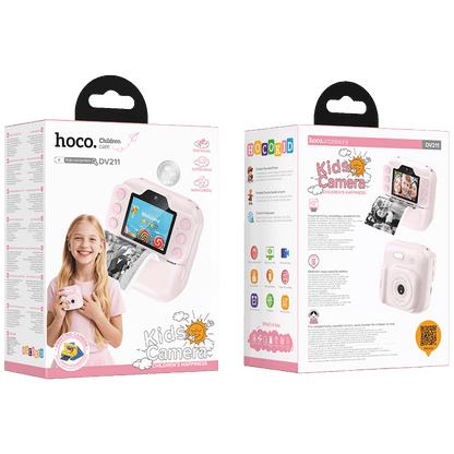 hoco. Dječija kamera sa printerom, 2" IPS LCD, 1080p - DV211 Pink