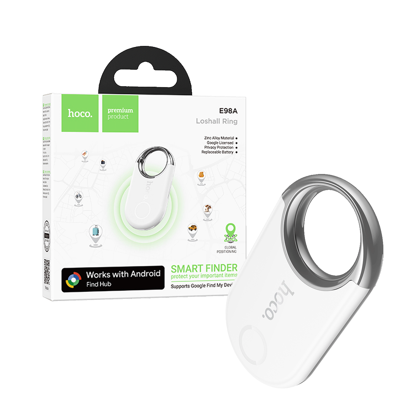 hoco. Inteligentni lokator uređaja, Google Find My Device - E98A Starry, White