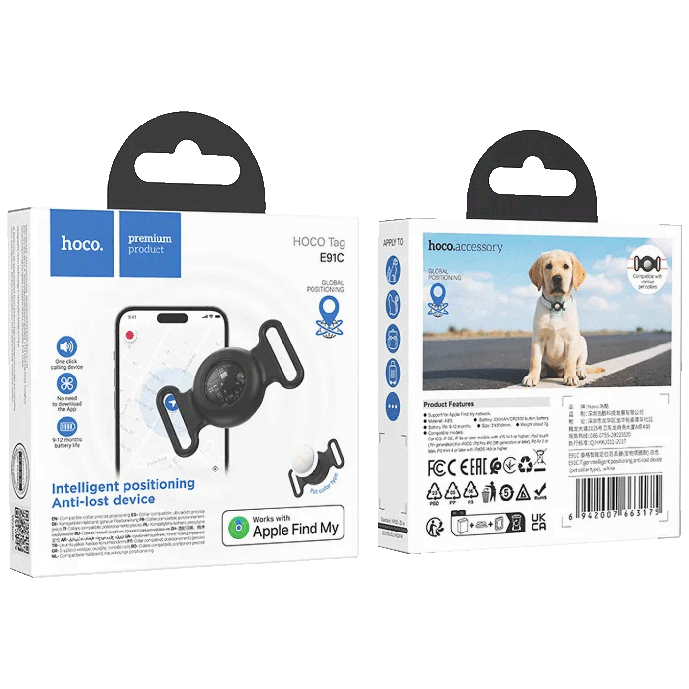 hoco. Inteligentni lokator uređaja, Apple Tag, ljubimci pas/mačka - E91C Tiger