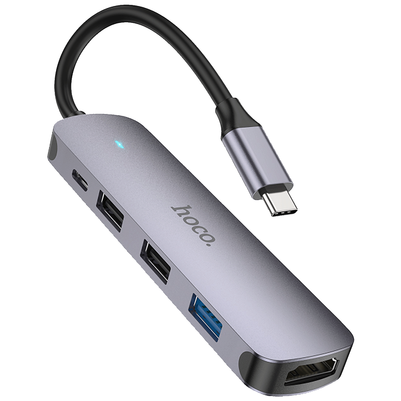 hoco. Konverter USB HUB type C to HDTV, USB3.0/USB2.0/PD/HDMI - HB28