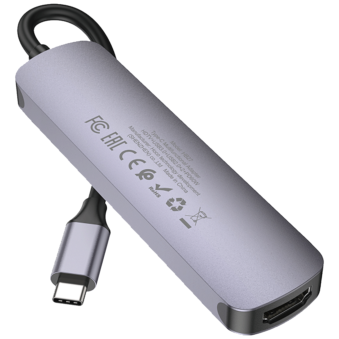 hoco. Konverter USB HUB type C to HDTV, USB3.0/USB2.0/PD/HDMI - HB28