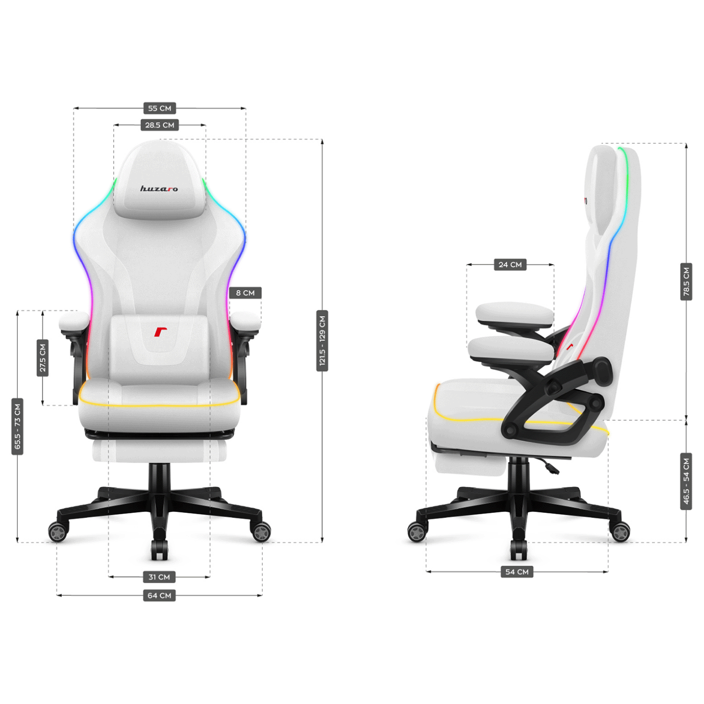 Huzaro Gaming stolica, RGB, Bluetooth - Force 4.6 White