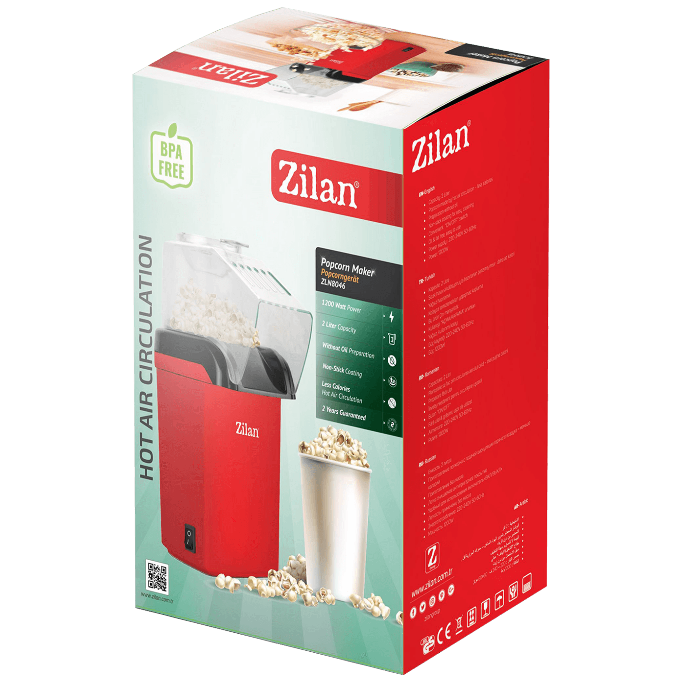 Zilan Aparat za kokice, 1200 W, crvena - ZLN8046 (ZLN8044/RD)