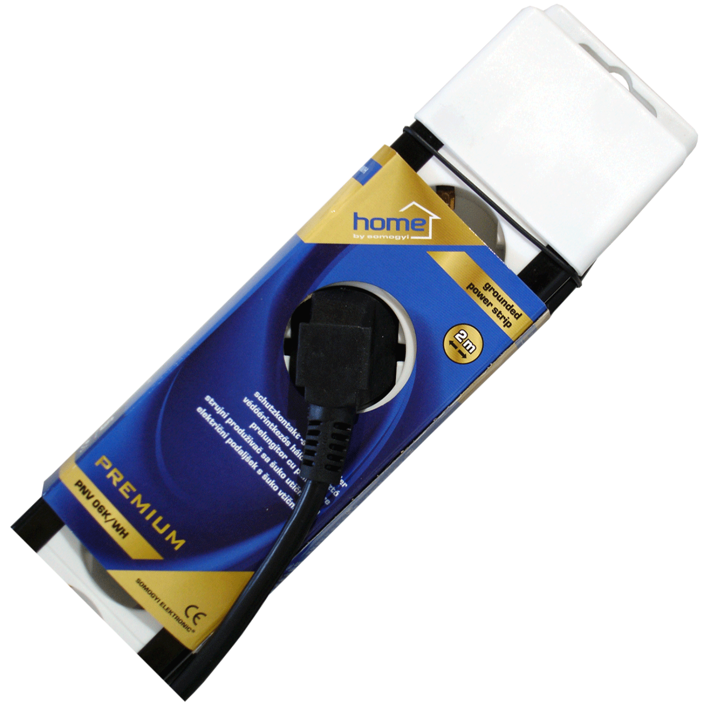 home Produžni kabl, 6 utičnica, prekidač, 1,0mm², 2 met, bijeli - PNV 06K/WH