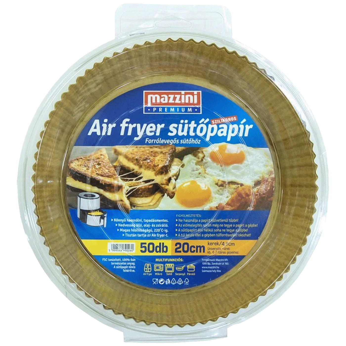 Mazzini Papir za pečenje za friteze na vrući zrak, 20 cm, 50 kom. - Premium Baking Paper 50pcs, 20cm