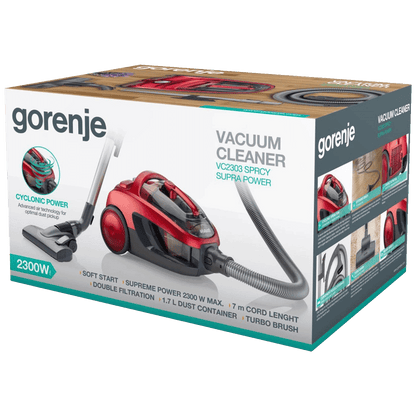 Gorenje Usisavač sa posudom, 2300 W, Supra Power - VC2303SPRCY