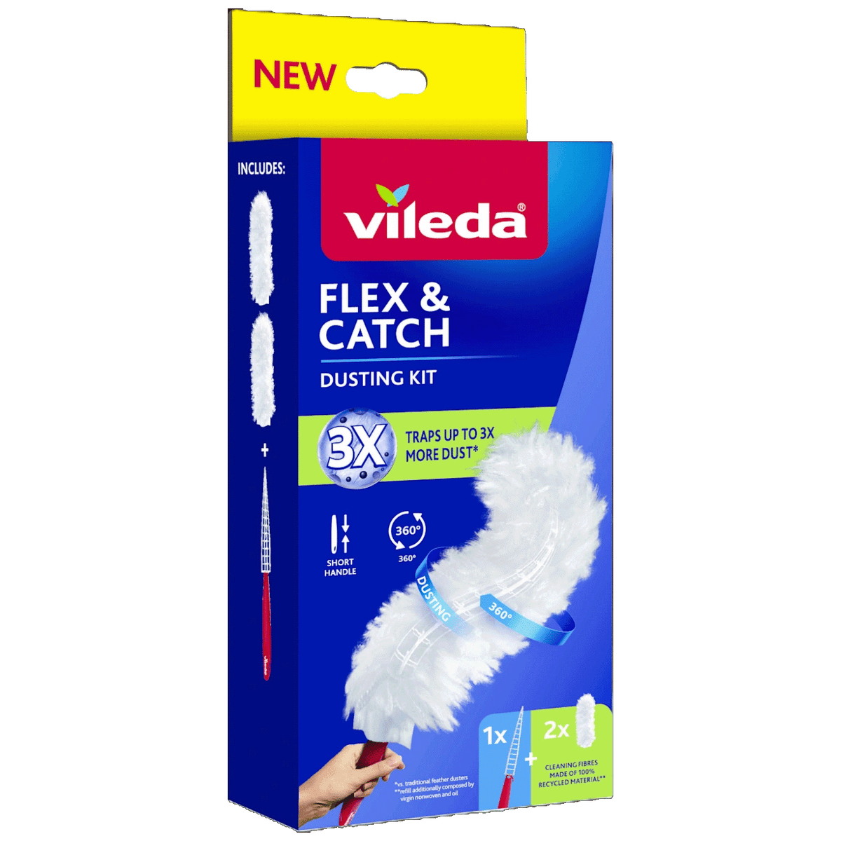 Vileda Krpa za prašinu s kratkom drškom i 2 fleksibilna umetka  - Flex & Catch; 2 x Refill