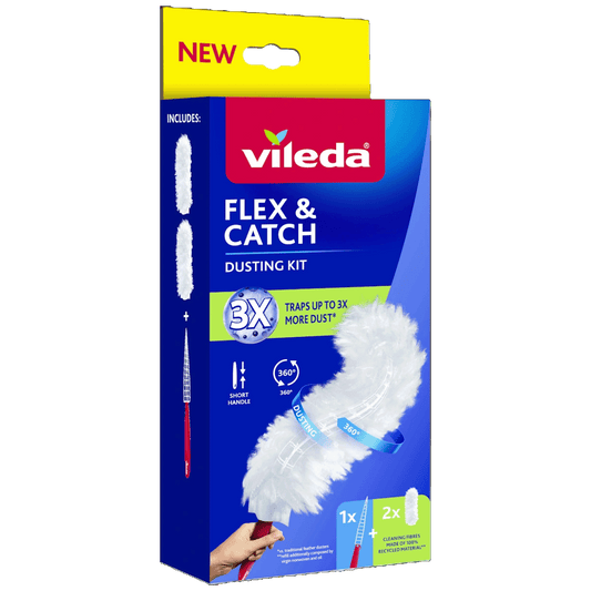 Vileda Krpa za prašinu s kratkom drškom i 2 fleksibilna umetka  - Flex & Catch; 2 x Refill