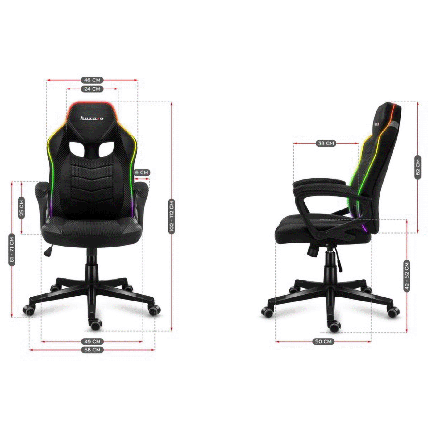 Huzaro Gaming stolica, RBG, Carbon, daljinski upravljač - Force 2.5 RGB Carbon Mesh