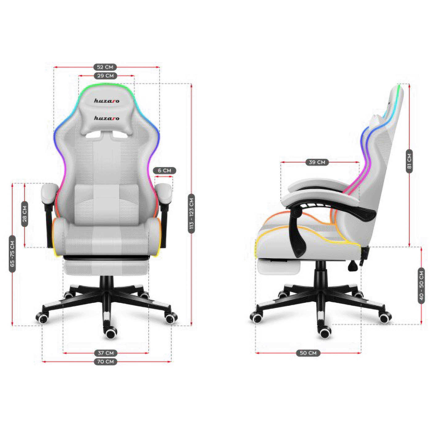 Huzaro Gaming stolica, RGB, daljinski upravljač, bijela - Force 4.7 White RGB